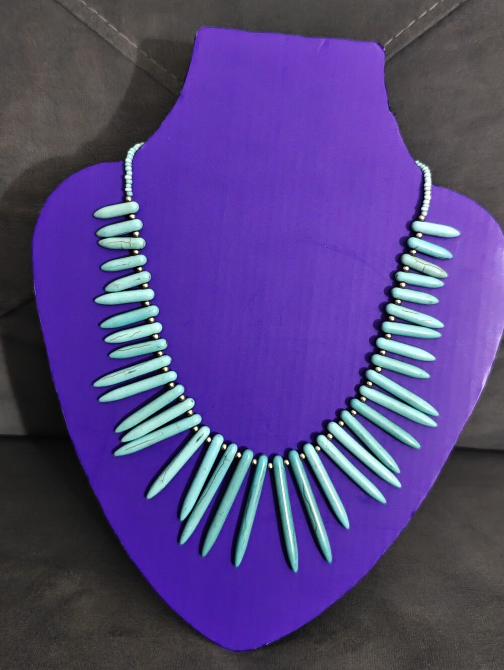 Boho Turquoise Spike Statement Necklace Southwest